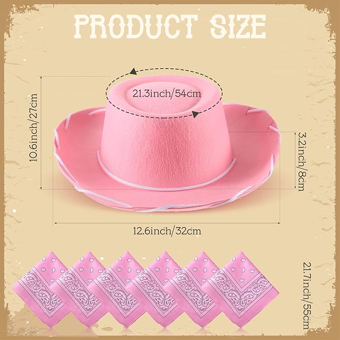 Unittype 18 Sets Cowboy Hats and Bandanas Bulk Kids Western Cowboy Costume Accessories Kids Party Supplies