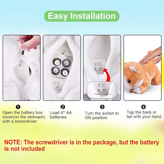 Yellow Robot Cat Plush Stuffed Animal Interactive Meow Kitten Touch Control Electronic Pet Robotic Kitty Toy, Animated Toy Cats for Girls Baby Kids