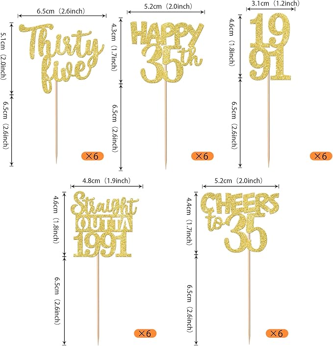 30PCS Straight Outta 1991 Cupcake Toppers Gold Glitter Thirty Five Happy 35th Birthday Cupcake Picks Cheers to 35 Years Cake Decorations for 35th Birthday Anniversary Party Decoration Supplies