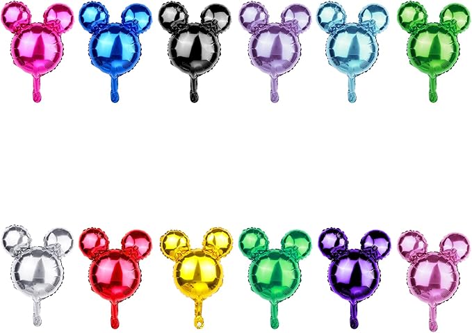 24 Pcs Mouse Head Foil Balloons Colorful Mouse Birthday Mylar Balloons Party Supplies Kit Mouse Aluminum Foil Balloon for Kids Birthday Baby Shower Theme Party Decoration Supplies Photo Props,16"