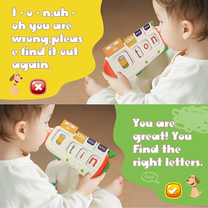 Talking Flash Cards for Kids 3-8, 112 CVC Words & 56 Math Flashcards, Interactive Learning Toys for Preschool, Speech Therapy, Autism, Sight Words Toddler Toy Gifts for Kids