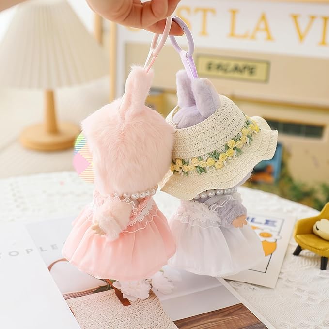 Clothes for Dolls Accessories, Outfit Set 3 Pieces Gauze Dress for 15cm 17cm Doll (No Doll), Romantic Hat Skirt Doll Clothing Set Replacement White
