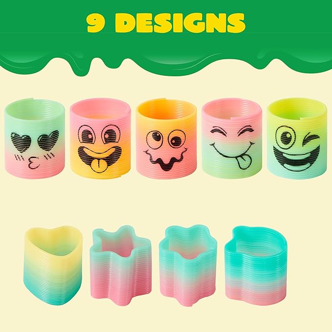 JOYIN 30 Pcs Spring Rainbow Party Favor, Mini Plastic Coil Spring Toy, Fidget Stress Coil Mini Springs Bulk Toys for Carnival Prize Birthday, Easter Goodie Bag Stuffers