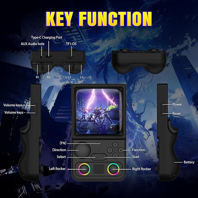R36TMAX Upgraded Retro Handheld Game Console with 4000mAh Battery, 4.0'' IPS Screen, Retro Gaming Console with Portable Case, Supports WiFi Networked Fighting and OTG (Classic Black)