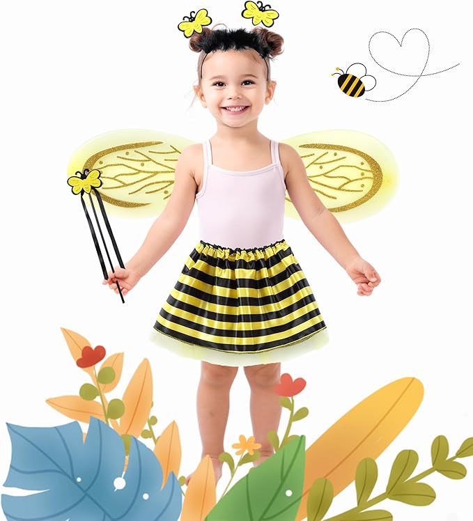 Seawhisper Princess Girls Dress Up Trunk Clothes for Kids Toddler Pretend Play Ladybug Bee Butterfly Costume Accessories