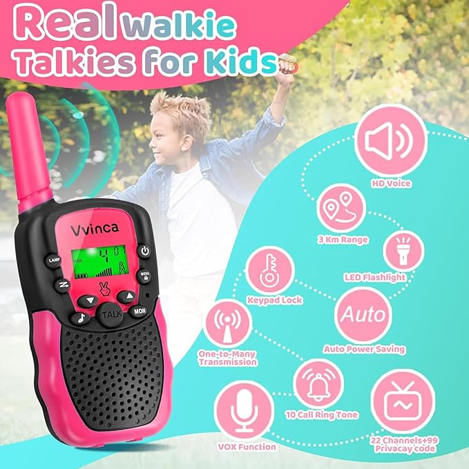 Vvinca Toys for Ages 5-7 Boys Girls, Rechargeable Walkie Talkies for Kids