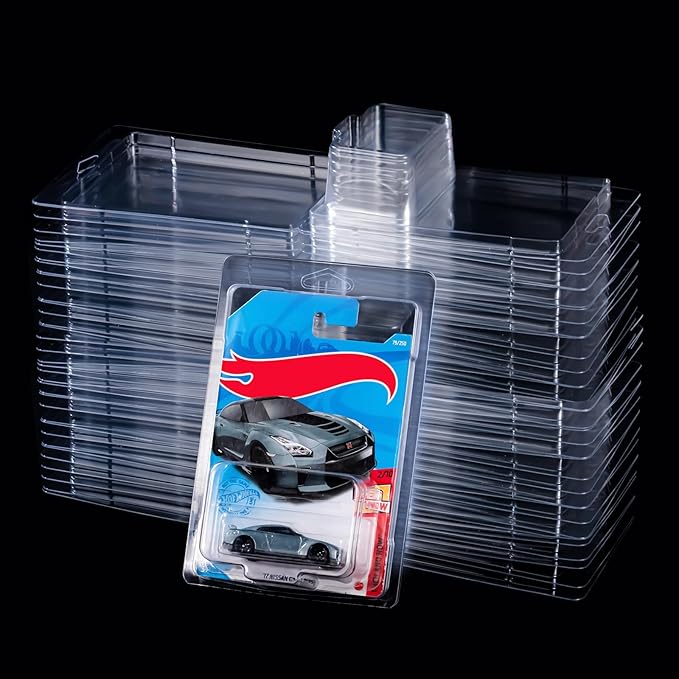 24 pcs Protector Packs Compatible with Hot Wheels Model Car Clamshell Cases Plastic Car Display Protective Case Clear Die Cast Car Blister Pack Covers