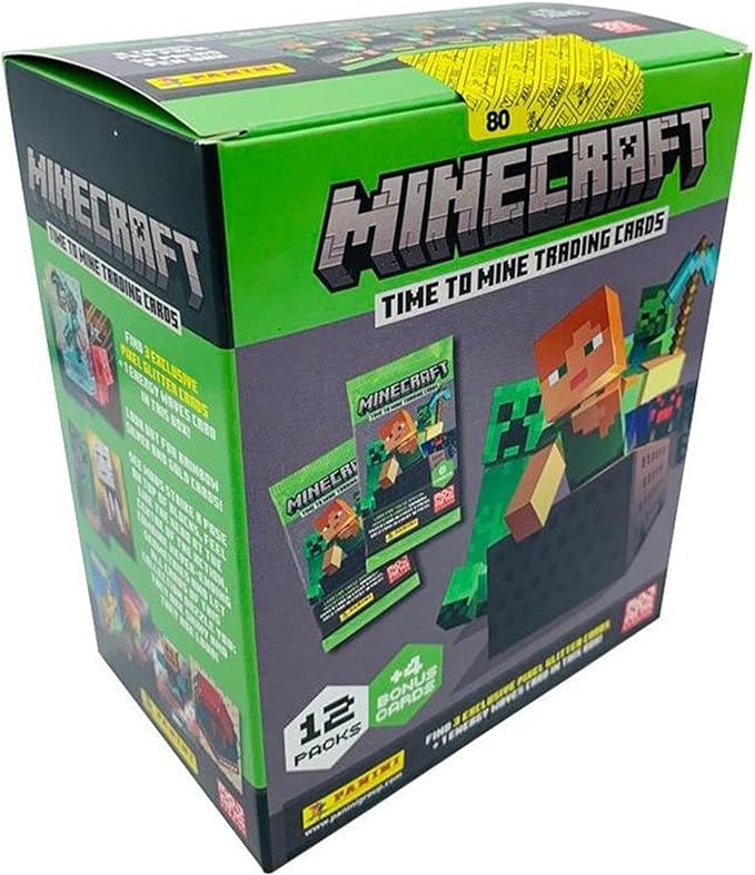 Panini Minecraft Mega Box – Official Trading Cards, 72 Cards per Box, Exclusive Foil Parallels, Rare Inserts, Great Gift for Kids & Gamers