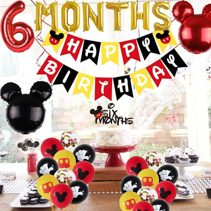 188 Pcs Red Half Birthday Party Decorations, Boys 6 Months Balloons Arch Garland Kit, Red Cartoon Boys 1/2 Bday Backdrop, TableCloth, Tableware for Boy 1/2 Half Year Baby Shower Party Supplies Favors