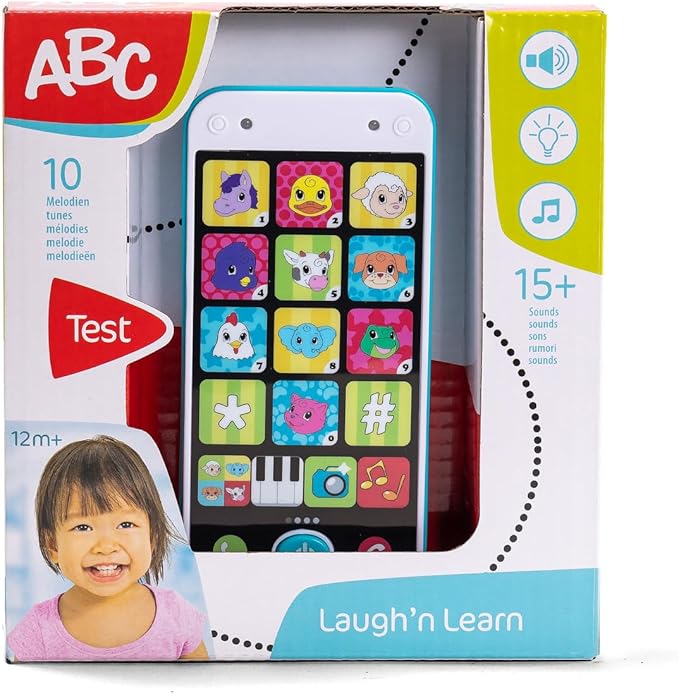 Simba ABC Smart Phone – Interactive Toy Phone with Light and Sound, Early Learning Toy for Toddlers, Baby Phone for Role Play, Colorful Design, Age 1+