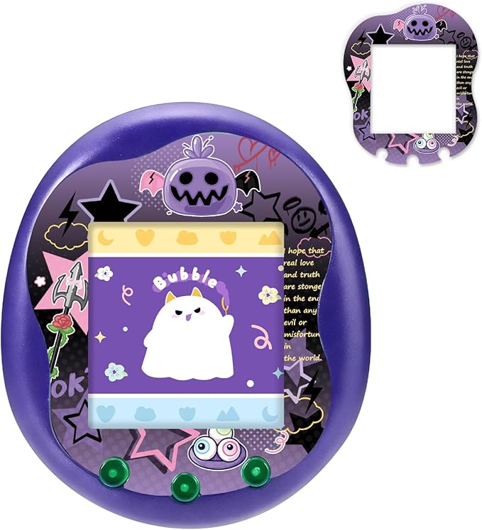 Holographic Laser Faceplate Sticker for Tamagotchi Uni, Self-Adhesive DIY Face Plate Decal, Shimmering Protective Skin for Virtual Pet - (for uni-Devil Purple)
