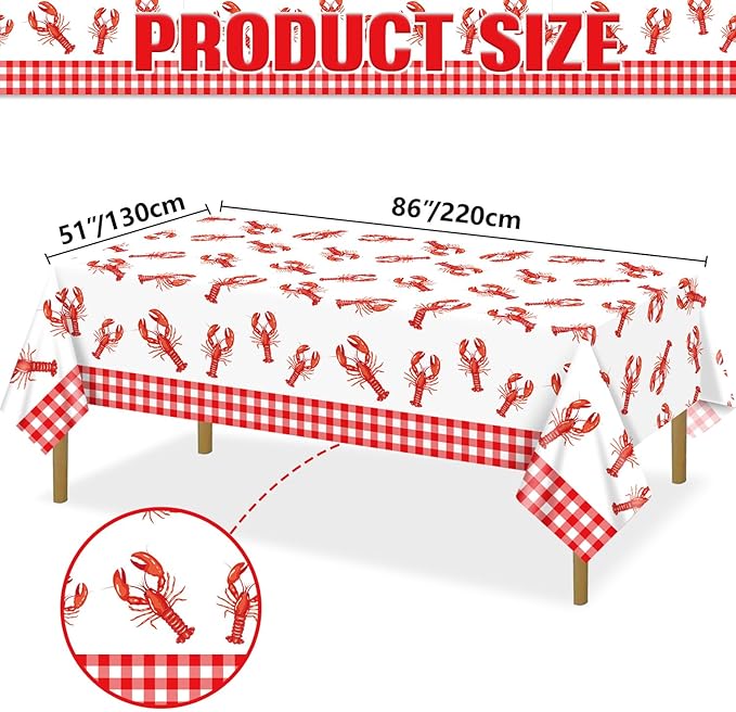 4 Pcs Crawfish Tablecloths, Plastic Seafood Decorations Crawfish Tablecloths for Seafood Boil Party Supplies Crayfish Boil Theme Party, 51 x 86 inch