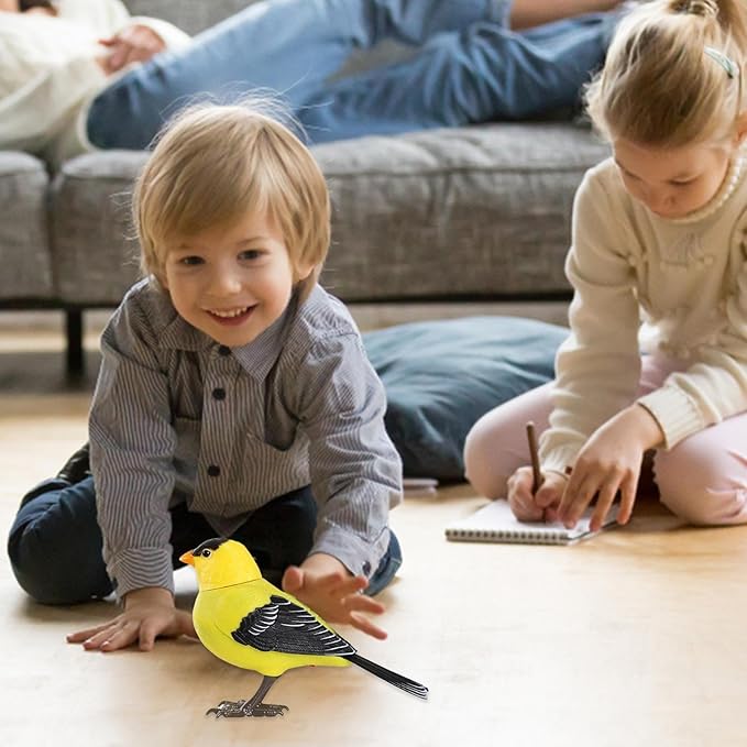 Electric Bird Toy, Realistic Singing & Chirping, Battery Operated, Light & Voice Control for Home Decoration