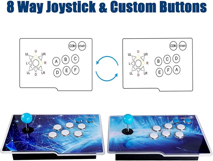 16800 Games 3D Pandora Box TT Arcade Game Console,WiFi Function Retro Video Game Machine,1280x720 HD Output,Search/Save/Hide/Pause Games,Support 4 Players,Two Split Consoles