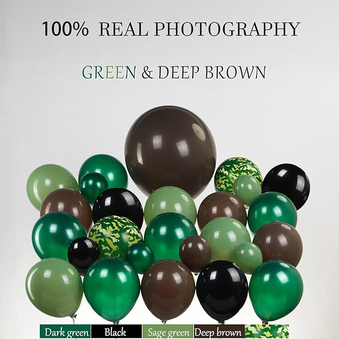 Dinosaur Birthday Party Decorations Includes Green and Brown balloon arch & Cute Small dino Foil balloons & Banner Footprint Sticker for kids jungle Safari dino ROAR Themed Supplies