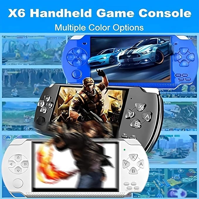Generic Handheld Preloaded Electronic Game, Built-in 1200+ Classic Retro Games, 4.3'' HD Screen, Dual Joystick, Supports TV Output, Blue