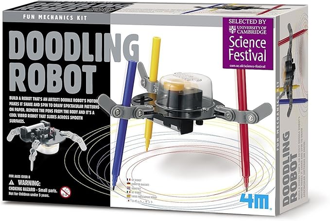 4M: Doodling Robot, Build a Robot That's an Artist, Ideal for Young Science Enthusiasts, Challenge Your Child's Imagination, Requires 1 AA Battery (Not Included), For Ages 8 and up