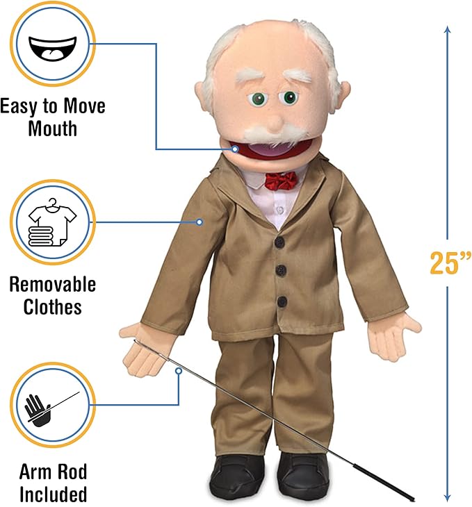 25" Pops, Peach Grandfather, Full Body, Ventriloquist Style Puppet