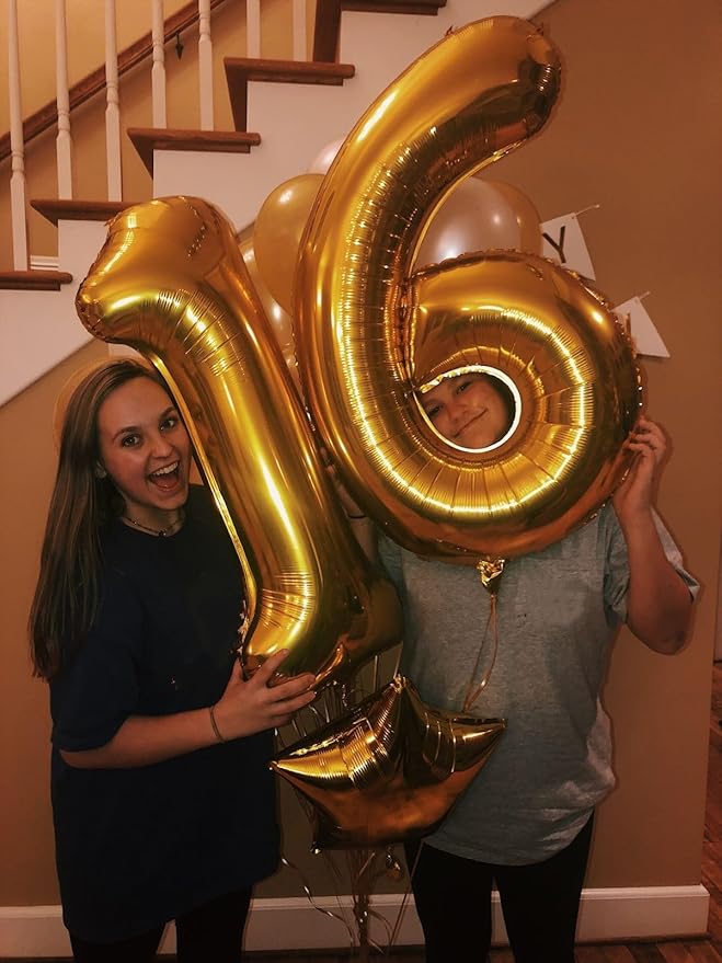 26 Number Balloon Gold, Foil Happy 26th Birthday Balloon for Men & Women,40 Inch Large Balloons for 2 6 26 62 2026 Wedding Marriage Proposal Engagement Decorations