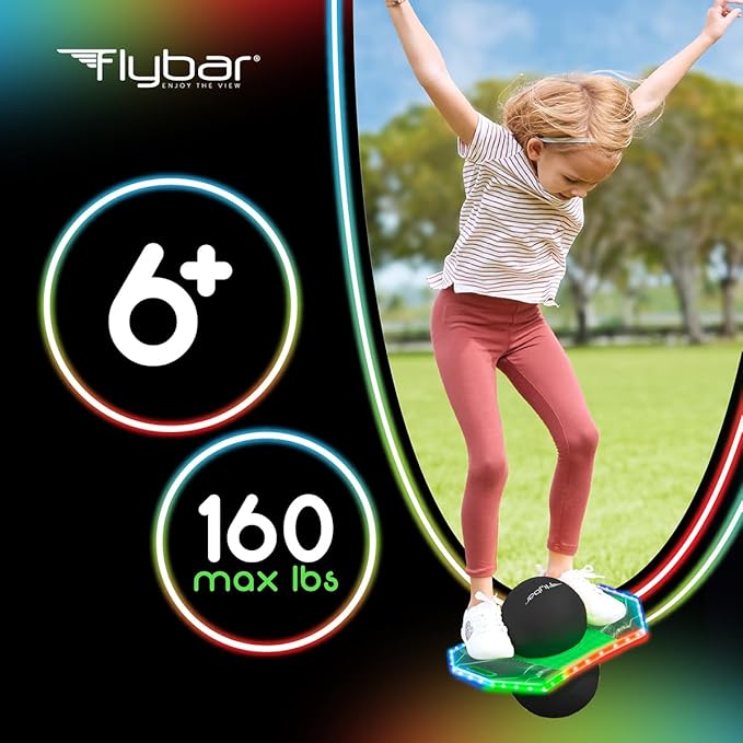 Flybar Pogo Trick Ball for Kids – Balance Bounce Board with Anti-Slip Deck – Pump Included - Indoor & Outdoor Toys for Boys and Girls Fun Way to Reduce Screen Time Supports up to 160 lbs – Ages 6+