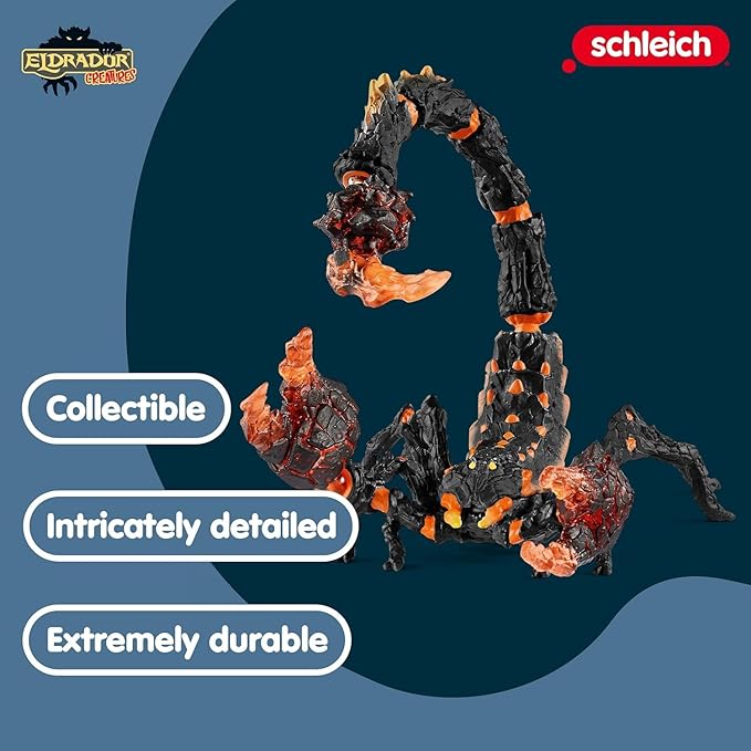 Schleich Eldrador Creatures - 8" Lava Scorpion Action Figure - Movable Scorpion Toy for Boys and Girls - Mythical Creature Figurine - Durable Fantasy Animal Beast Monster Toys for Kids Ages 7+ | 70142