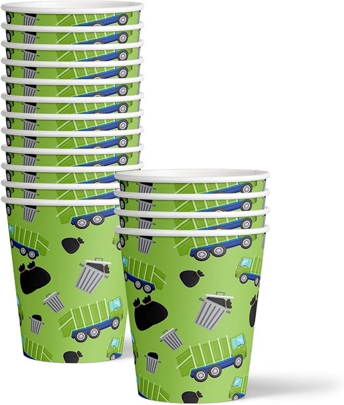 Garbage Trash Truck Birthday Party Supplies - Big Truck Birthday Party Supplies Set Includes Plates, Napkins, and Cups | Kit for 16