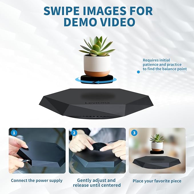 Levitating Display Stand, Magnetic Levitation for Collectibles and Model Cars, Floating Display for Toys and Figures, Hovering Platform, Maglev Rotating Levitator and Holder