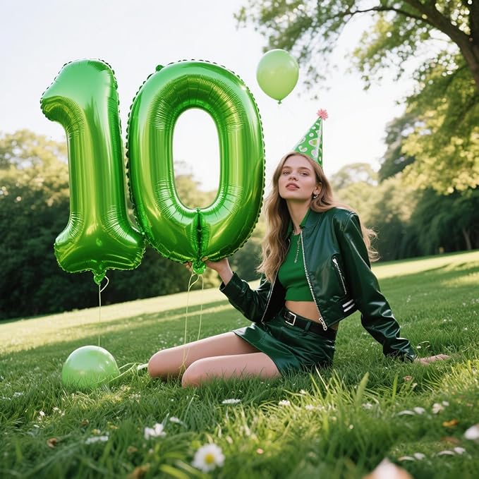 40 Inch Light Green Balloon Number 0 Balloon,Jumbo Mylar Foil Helium Balloon for 10 20 30 40 50 60 70 80 90 100 2025 Birthday Digital Balloons for Birthday Party,Wedding Anniversary Party Decorations