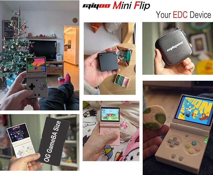 Miyoo Mini Flip Retro Handheld Game Console, 2.8 Inch 750*560 IPS Screen, Portable Linux Emulator Handheld, Gift for Men & Women, Yellow