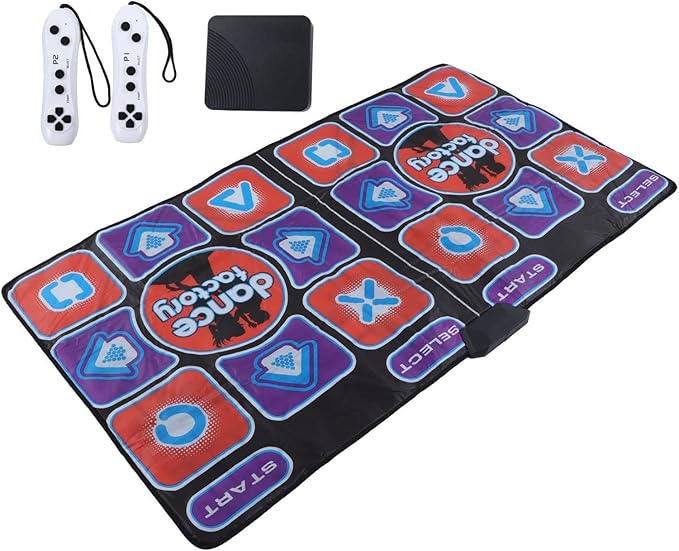 Double Player Dance Mat, PC USB Dancing Mat Compatible for PC AV Video Game, Musical Electronic Dance Mat Pad Blanket Gifts Toys for Kids, Adults, Plug