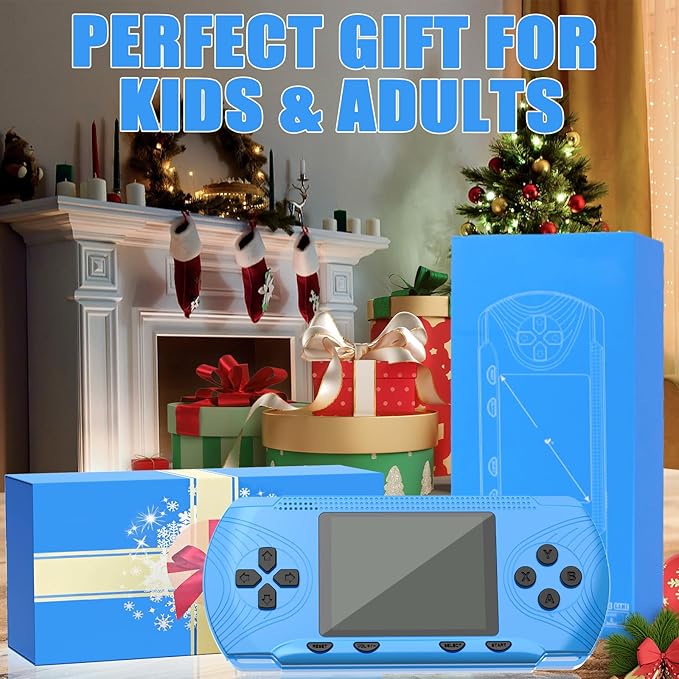 3.0" Screen Retro Handheld Game for Kids Adults - Portable 258 Preloaded Classic Video Games, Rechargeable Gaming Player for Travel Electronic Xmas Gift for Boys Girls