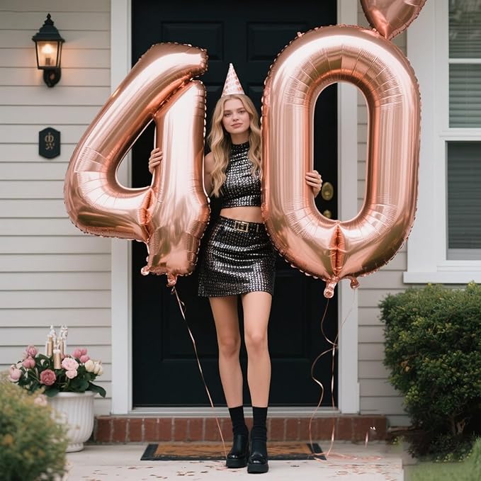 40 Inch Rose Gold Balloon Number 14 Balloon,Jumbo Mylar Foil Helium Balloon for 14 Digital Balloons for Birthday Party,Wedding Anniversary Party Decorations