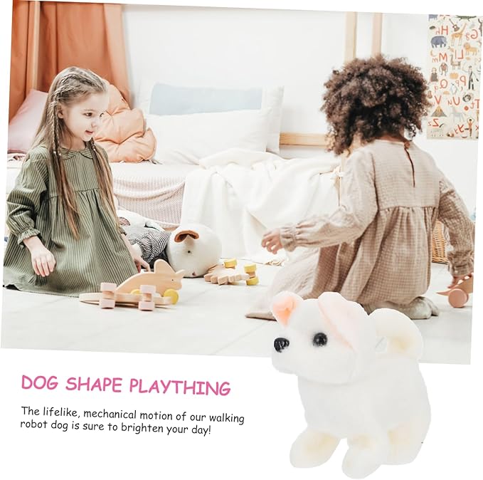 SUPVOX Robot Dog Walking Dog Plush Model Barking Plaything Simulation Plaything Imitation Cognitive White Pp Cotton