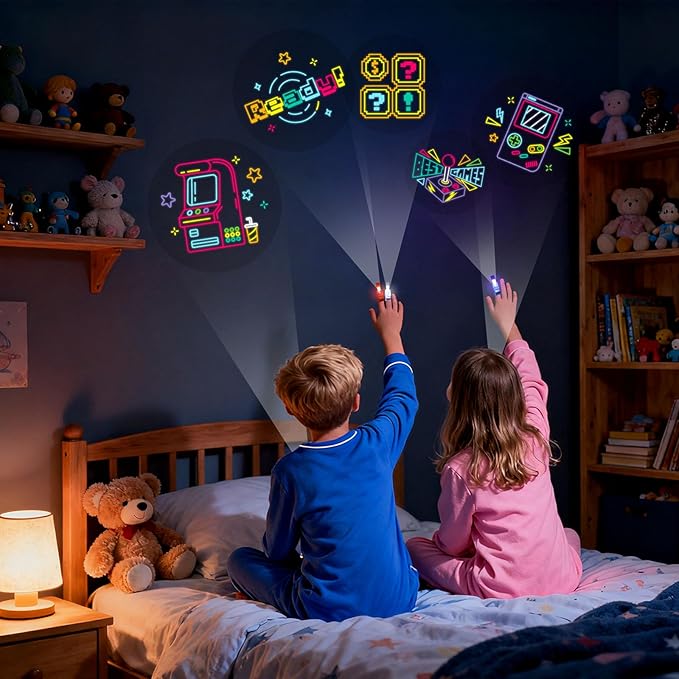 LovesTown 24PCS LED Finger Lights for Kids, Video Game Party Favors Finger Lights Glow in The Dark Supplies for Gamer Birthday Party Decorations Goodie Bags Easter Basket Stuffers Classroom Prizes