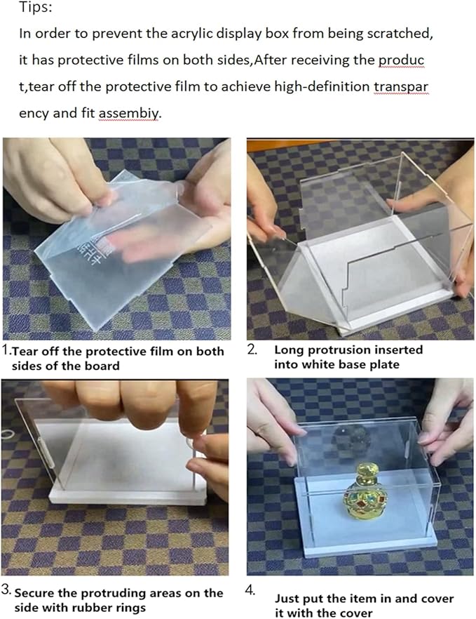 Clear Acrylic Display Case, Assemble Cube Display Box Stand with Black Base, Dustproof Protection Showcase for Collectibles Memorabilia Figurines (12*8*8inch;30*20*H20cm)