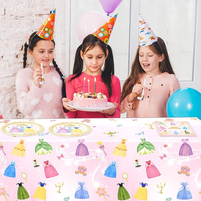 41Pcs Princess Birthday Party Decorations,Pink Prnss Themed Tableware Set,Include Princess Plates,Napkins,Tablecloth,for Baby Showers,Girls Birthday Party Decorations,Kids Party Setup,Serves 20