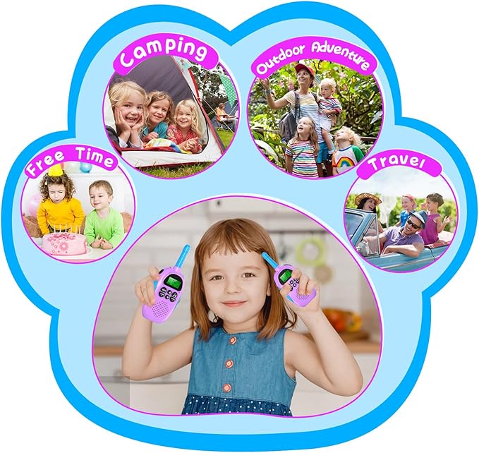 Walkie Talkies for Kids Adult, 2 Pack Rechargeable Kids Walkies Talkies, 3km Long Range, 22 Channels, Indoor Outdoor Toys for Camping, Hiking, Family Games, Toys for Boys Girls Ages 3-12