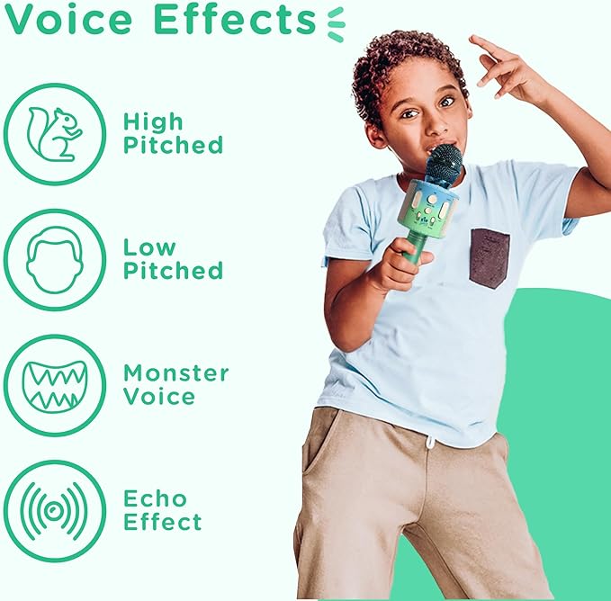 Move2Play, Kids Karaoke Microphone | Includes Stickers & Bluetooth | Kids Birthday Gift | Toy for All Ages 2, 3, 4, 5, 6+ Year Old Girls, Boys & Toddlers (Blue/Green)
