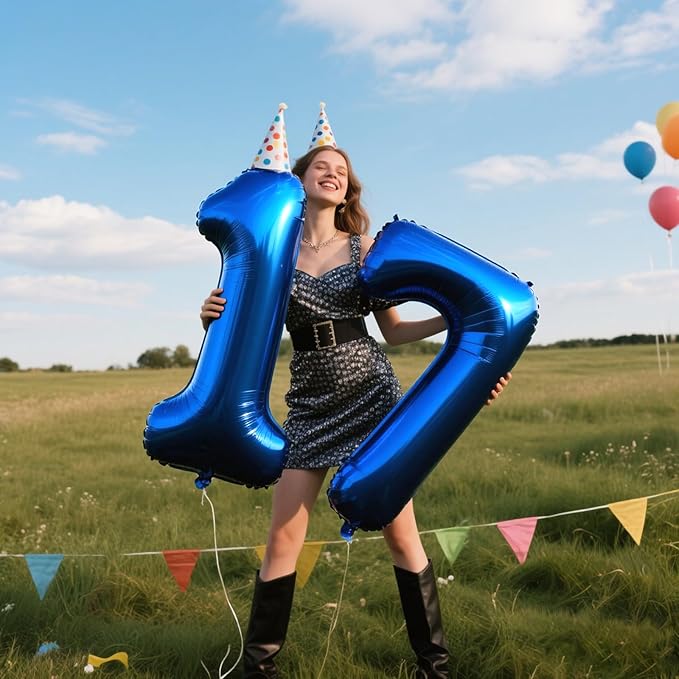 40 Inch Number Blue 7 Balloon,Large Dark Blue Foil Number Balloons 7 17 27 70 for Boys Girls Men Women Digit 7 Balloons Birthday Anniversary Events Party Decorations Supplies