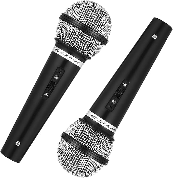 2 Pcs Fake Microphones, Pretend Play Toy, Plastic Prop Microphones for Birthday Party, Stage Performance, Singing, Dancing, Role Playing