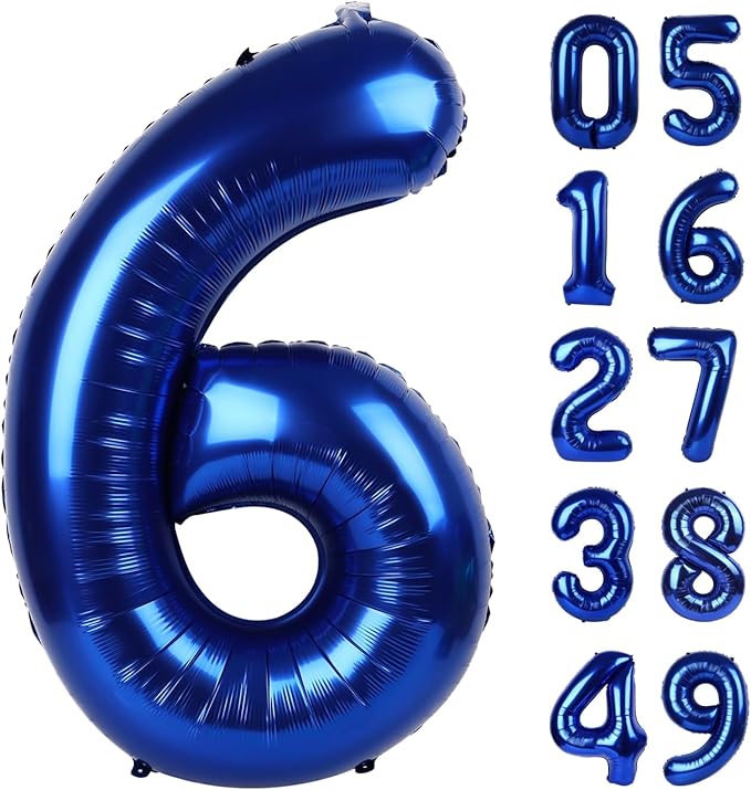 40 Inch Night Blue Mylar Foil Number 6 Birthday Balloon, Digital Balloons for 6 16 Boy Girl Party Decorations Supplies, Night Blue Big Helium Balloon Numbers for 26 36 46 60 Men Women Anniversary