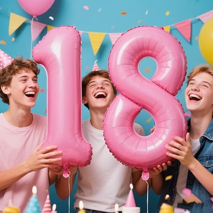 Pink Number 1 Balloon 40 Inch,Jumbo Giant Mylar Pink Number 1,Big Large Foil Helium One Number Balloons, Balloons for 10 11 21st 100 Birthday Party Decorations Supplies Anniversary Celebration