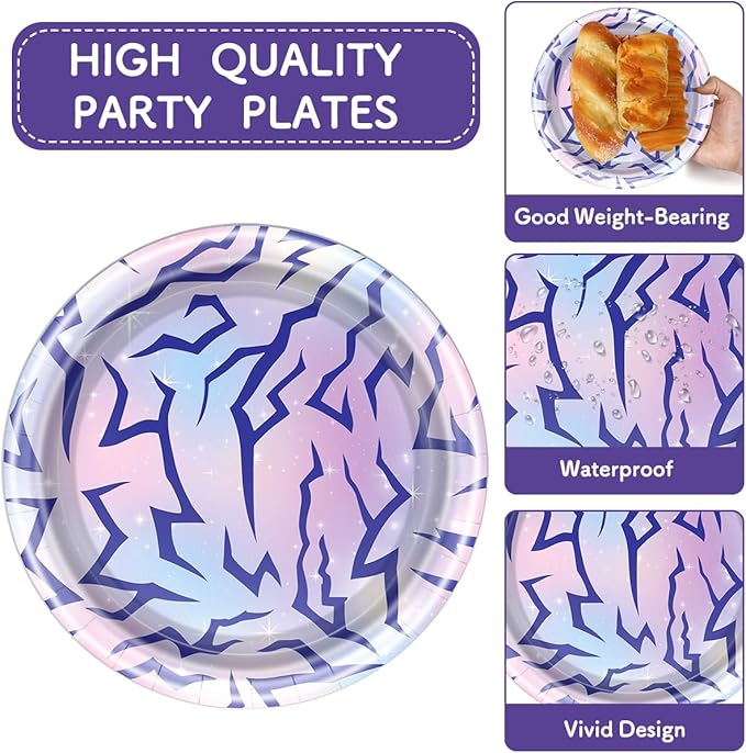 Purple Demon Party Tableware Purple Demon Plates Purple Party Decorative 20 Guests