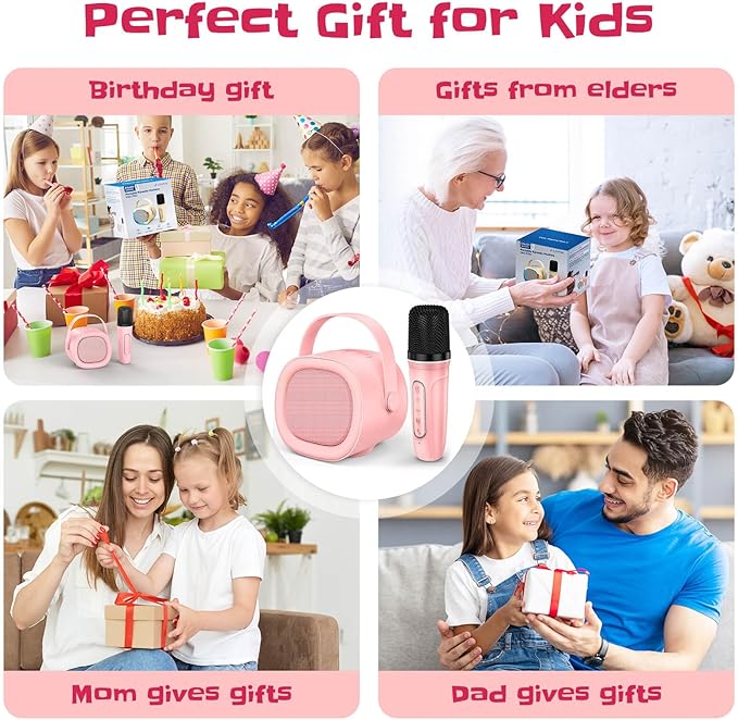 LENRUE Karaoke Machine for Kids with Wireless Microphone, 4 Magic Voices, Colorful Light, Karaoke for Girls Boys, Best Birthday Gifts for Kids 4, 5, 6, 7, 8, 9, 10, 11, 12+