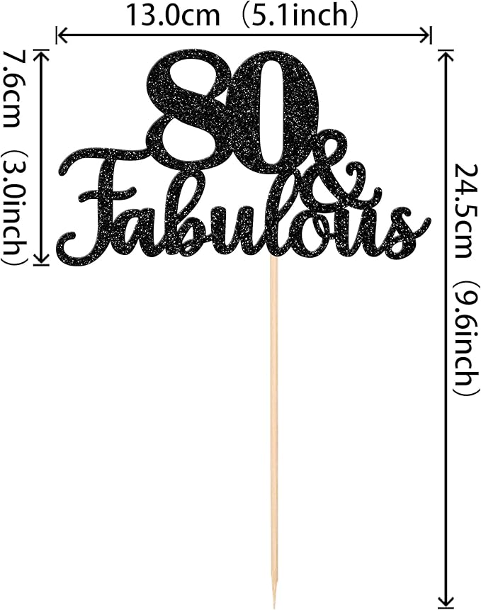 12 PCS 80 and Fabulous Centerpiece Sticks Double Sided Happy 80th Birthday Table Flower Centerpieces Sticks Cheers to 80 Floral Decorations for 80th Birthday Anniversary Party Supplies Black
