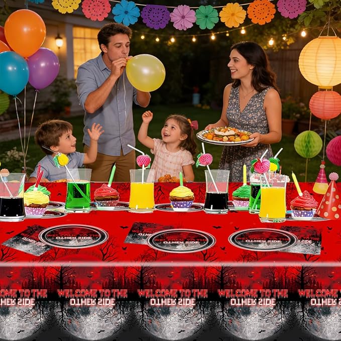 41Pcs Spooky Forest Theme Party Supplies Horror Forest Upside Down Party Tableware Set