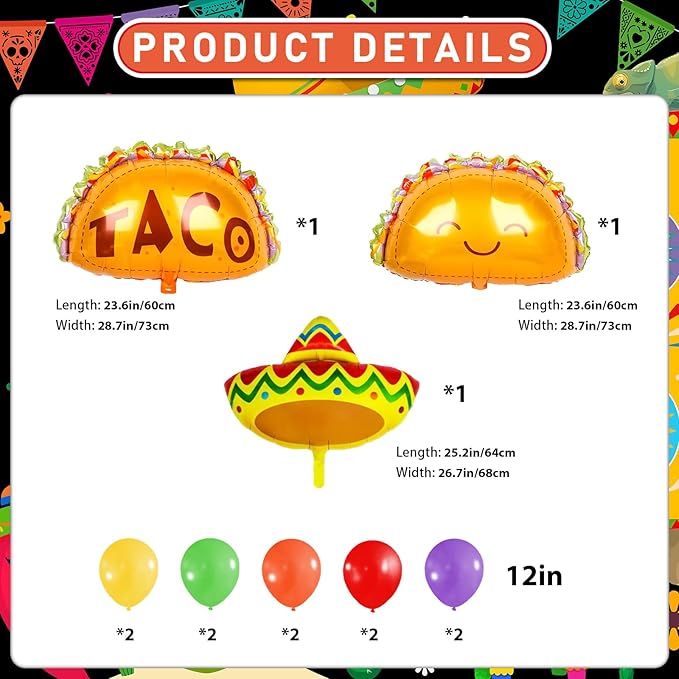 Mexican Fiesta Party Decorations Mexican Happy Birthday Banner Garland Balloons Colorful Cinco De Mayo Taco Decorations for Mexican Birthday Taco Tuesday Decor Fiesta Party Supplies
