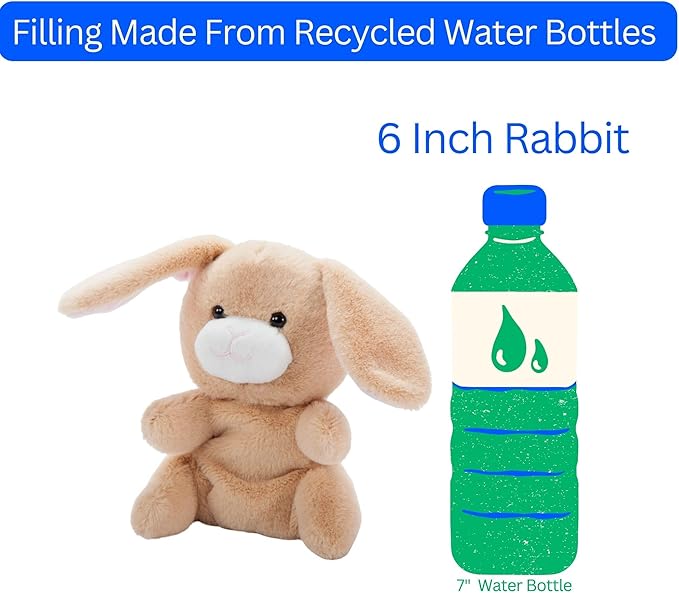 The Petting Zoo Bunny Rabbit Stuffed Animal Plushie, Gifts for Kids, Nuggetz Wildlife Animals, Tan Bunny Plush Toy, 6 inches