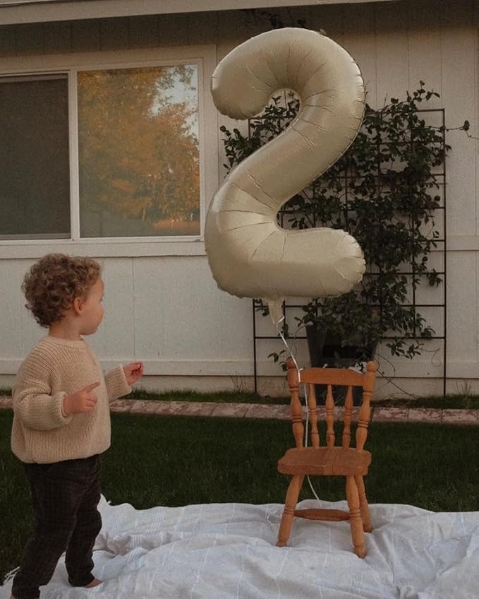 40 Inch Cream Number 4 Balloon, Giant 4 Number Balloons for 4th Birthday Decorations, Party Supplies for Baby Boy Girl, Cream Party Decor
