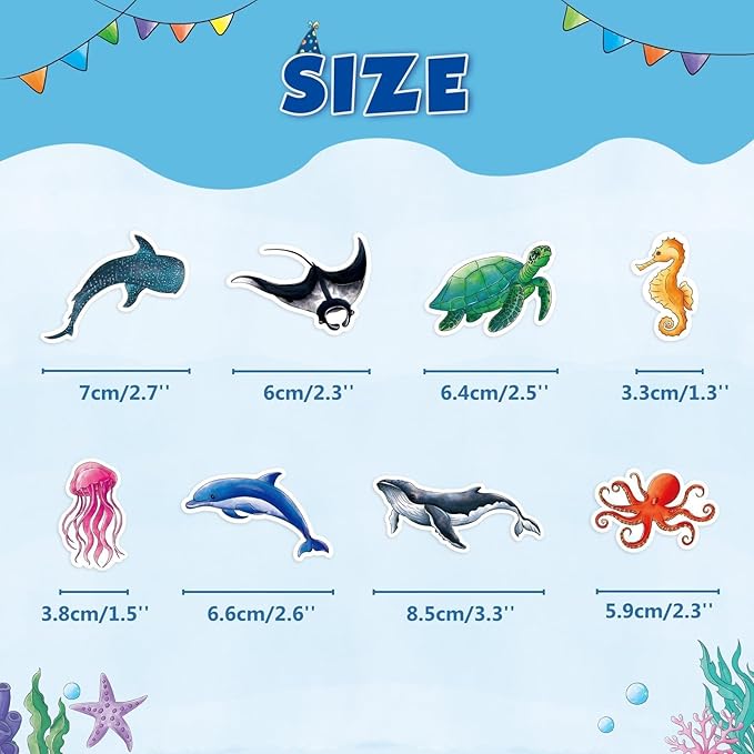 WERNNSAI 32 PCS Ocean Cupcake Toppers - Shark Birthday Party Decorations Under The Sea Cake Toppers Summer Dolphin Ocean Animal Cake Decors for Kids Ocean Baby Shower Party Supplies